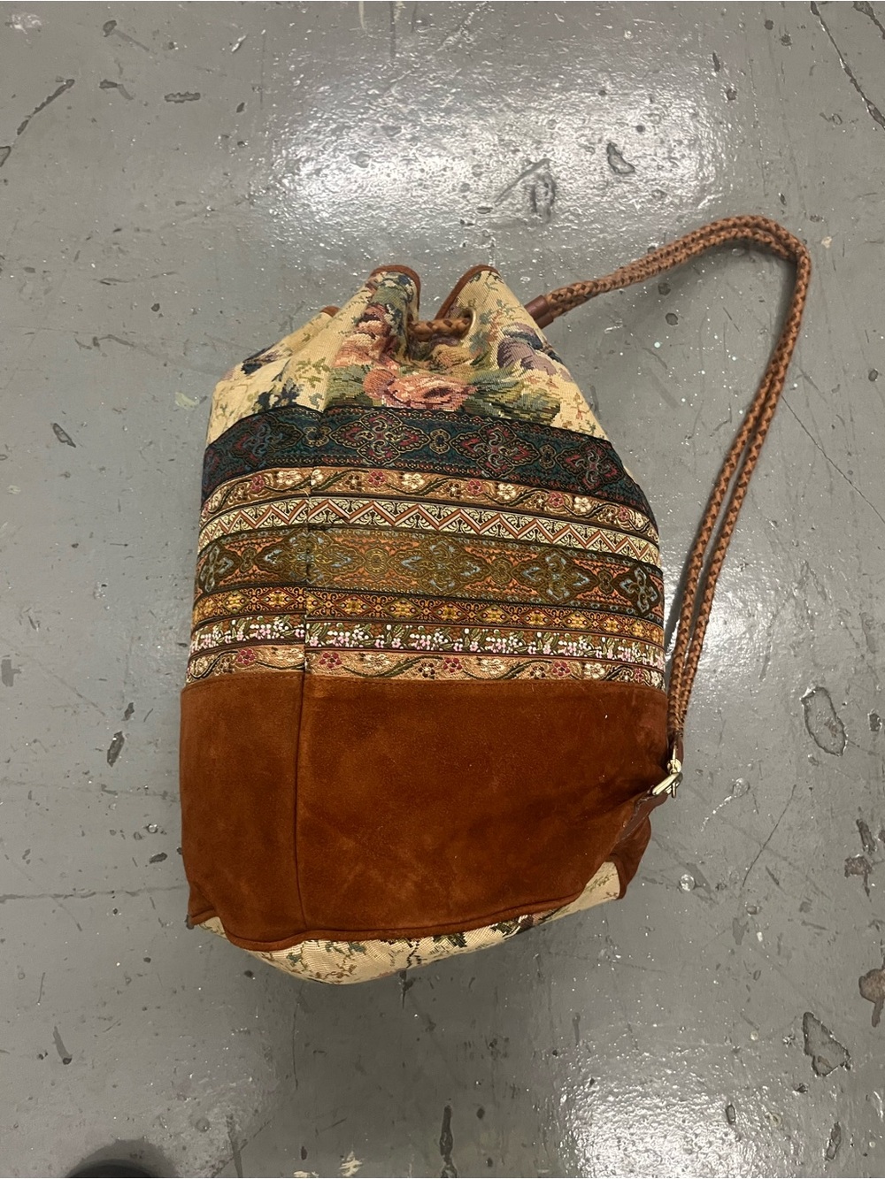 Vintage Tapestry Drawstring Bag